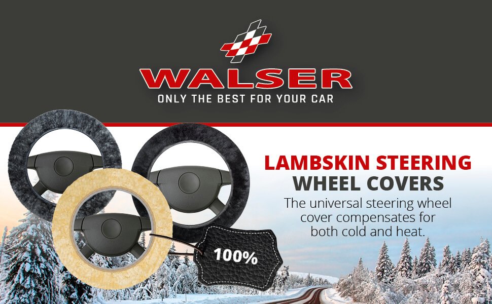 lambskin steering wheel cover - steering wheel cover in black