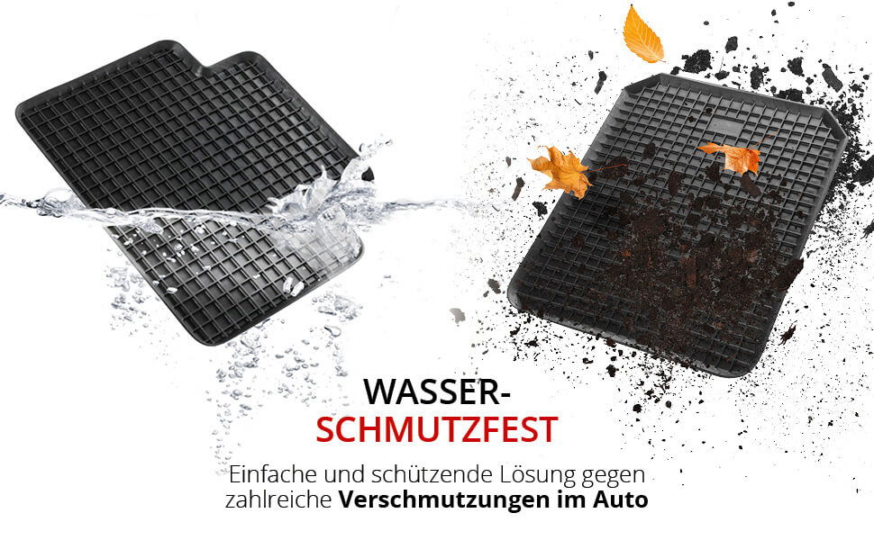 Universal Auto Gummimatten Randwaben schwarz vorn 53x41 cm, Anti Slip,  rutschhemmende Spikes, Auto Fußmatten, Schutzmatten