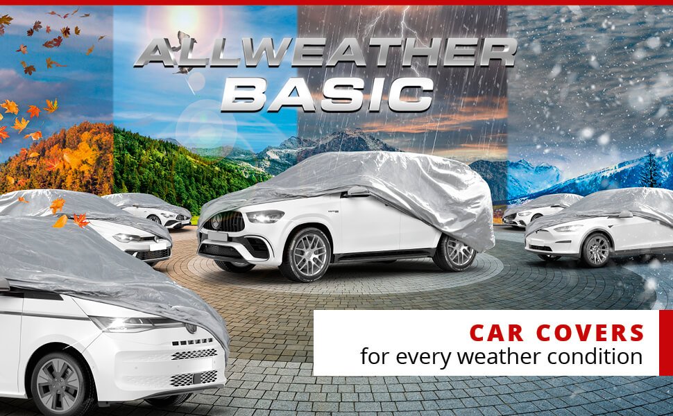 Car cover All Weather Basic, car cover full garage size M grey