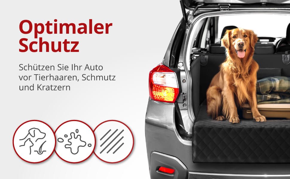Auto-Hundedecke Nero, wasserabweisende Rücksitzbank-Schutzdecke schwarz, Kofferraumschutz, Transport, Komfort & Zubehör