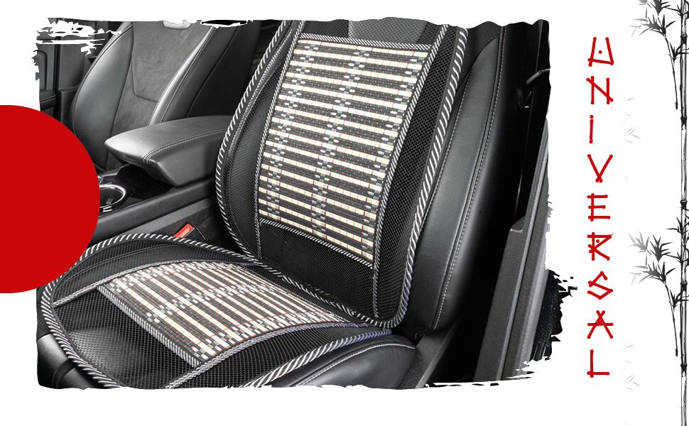 Atmungsaktive Bambus-Sitzauflage mit Lordosenstütze, Auto-Sitzauflage  beige/schwarz, Sitzauflagen, Sitzbezüge und Sitzauflagen für PKWs, Autositzbezüge & Auflagen