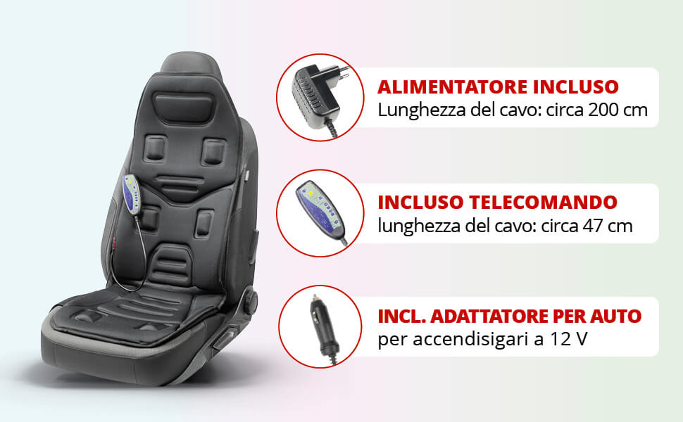 Coprisedile massaggiante Relax Drive, coprisedile universale per auto con 5  programmi di massaggio, Cuscini di seduta, Coprisedili per autovetture, Coprisedili e cuscini per auto