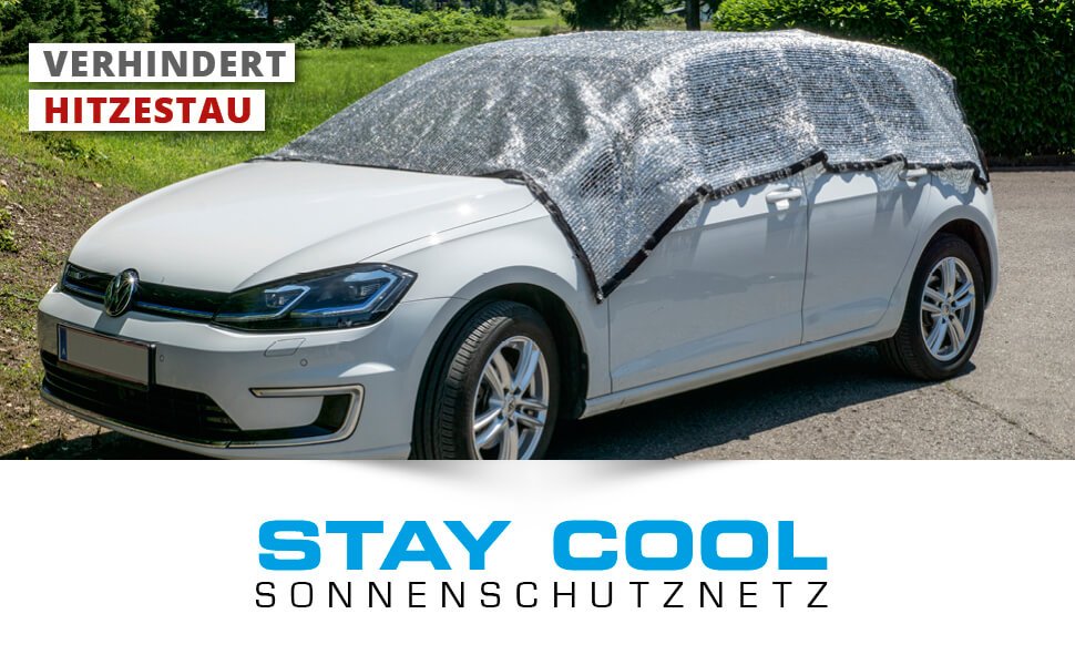 Sonnenschutznetz Stay Cool, PKW-Schattenspender mit UV-Schutz silber 3x4m, Sonnenschutz Planen, Autoplanen & Garagen