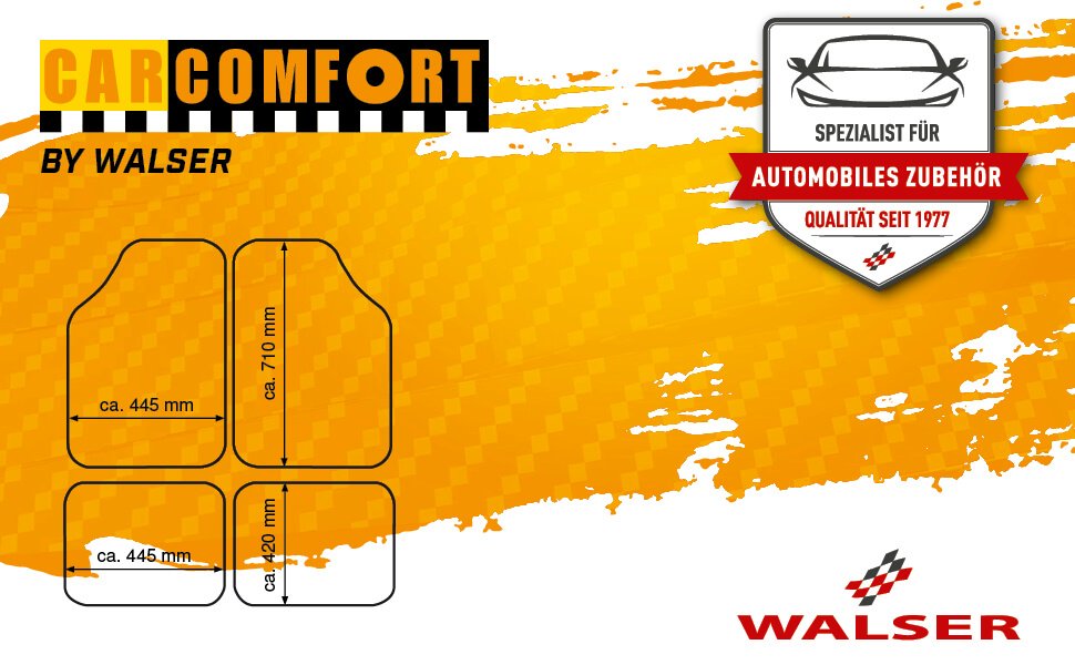 WALSER Universal-Fußmatten Metallic Riffelblech look (4 St), Kombi/PKW,  Rückseite mit rutschhemmenden Spikes