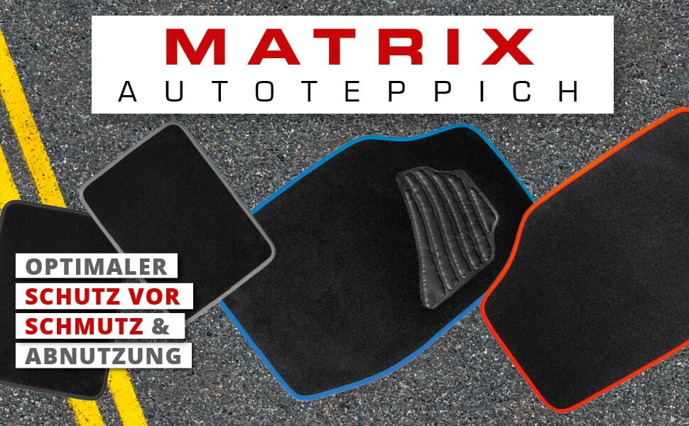 Auto-Teppich Matrix, Universal Fußmatten-Set 4-teilig schwarz, Universal  Textil Fußmatten, Textil Fußmatten, Automatten & Teppiche