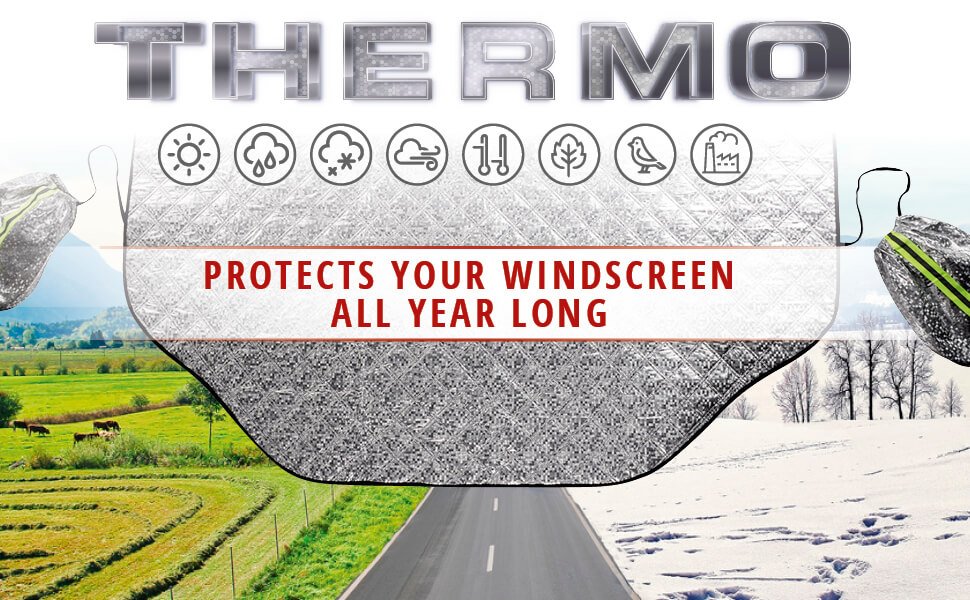 Premium Thermal Windscreen Protector with Side Mirror Cover 157x126 cm, Sun protection tarpaulins, Covers & Garages